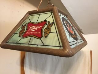Vtg Miller High Life Beer Witch On Moon Pool Table Bar Hanging Light 21x13 Inch