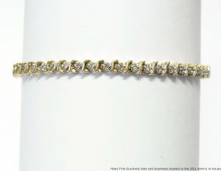 Approx 1ctw Diamond 14k Gold Bracelet Ladies Vintage Tennis Line 6.  75in