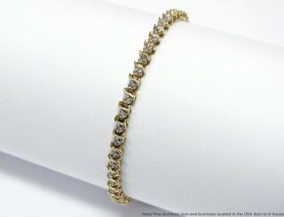 Approx 1ctw Diamond 14k Gold Bracelet Ladies Vintage Tennis Line 6.  75in 2