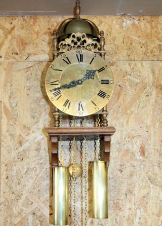 Old Wall Clock Vintage Brass Weight Driven Lantern Wall Clock With Shelf Wood