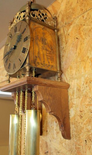 Old Wall Clock Vintage Brass Weight Driven Lantern Wall Clock with shelf wood 3