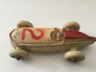 4.  5” Hard Rubber Vintage Toy Race Car Probably From 1930’s.