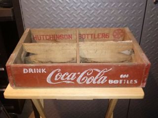 1950s  Drink Coca - Cola In Bottles  Hutchinson,  Ks Wood 6 Pack Crate - 3 Day N/r