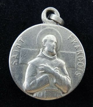 Vintage Saint Francis Of Assisi Medal Necklace Pendant St Francois D 