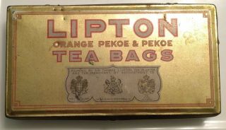 Vintage Lipton Orange Pekoe & Pekoe Tea Bags Tin Advertising Box