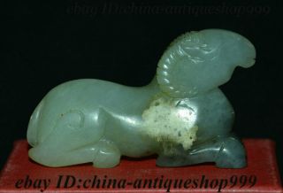 Old Chinese Jade Stone Carving Feng Shui 12 Zodiac Year Animal Sheep Goat Statue