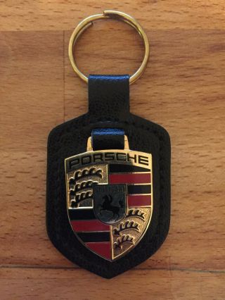 Vintage Porsche Dealer Key Chain Fob Leather 901 550 928 944 911 356 Enamel