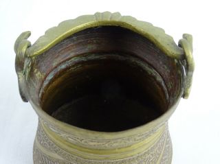 Old Islamic Mamluk Syrian Inlaid Brass Pot with Handle Syrian Silver & Copper 3