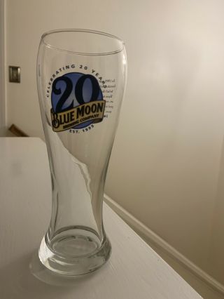 Collectible Blue Moon Brewing Company 20th Anniv.  - Denver,  Colorado Beer Glass