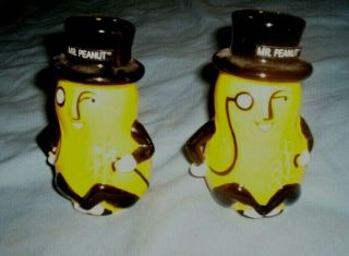 5 Inch Tall Mr.  Peanut Porcelain Black And Yellow Salt And Pepper Shaker Set
