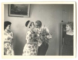 Russian Soviet Vintage Photo Wedding Bride And Groom Kiss