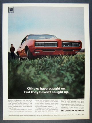 1968 Pontiac Gto Hardtop Coupe Red Car Photo Vintage Print Ad