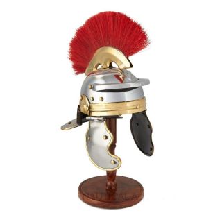 Medieval Historical Armour Roman Centurion Helmet With Red Plume Sydney Stock