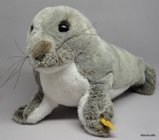 Steiff Cosy Robby Seal Pup Plush 30cm 12in Id Button Tag Squeaker 1991 - 02 Vtg