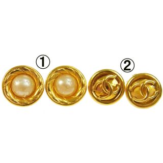 Auth Chanel Vintage Cc Logos Imitation Pearl Earrings Clip - On 2 Set Ak17095b