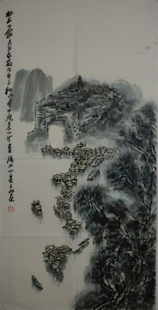 Fine Large Chinese Painting Signed Master Li Xiaoke Unframed F1981