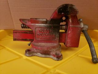 Vintage Columbian 03 1/2 " Swivel Base Bench Vise Anvil & Pipe Jaws Removable Usa
