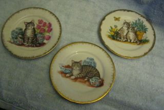 Set Of 3 Vintage Cat Collectors Plates