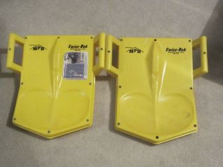 Pair Vintage Swiss Bob Snow Sled Luge By Mph Yellow Plastic Made In Switzerland
