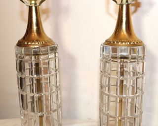 vintage 2 cut clear crystal signed Dresden brass electric table lamp 3