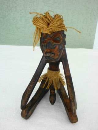 Vintage Carved Wooden African Figurine Wood Figure Nude Naked Man Warrior 8 "