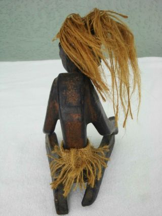 Vintage Carved Wooden African Figurine Wood Figure Nude Naked Man Warrior 8 
