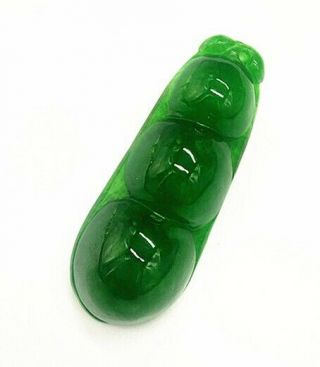 Rare Chinese Ice Green Jadeite Jade Handwork Collectible Beans Amulet Pendant Ac