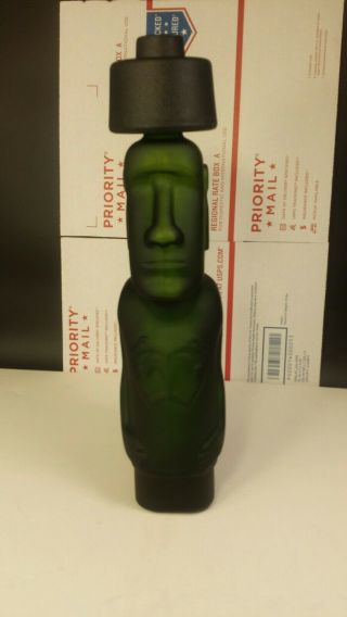 Pisco Capel Chile Glass Bottle Decanter Tiki Moai Easter Island Head 14 " W/cap