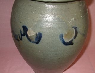Antique 19th C Stoneware Decorated Ovoid Alexandria Virginia Crock 12 1/4 