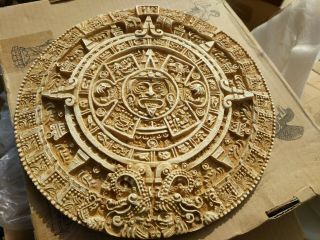 Aztec Solar Sun Stone Calendar Wall Plaque Mayan Maya Inca Sculpture Statue Art