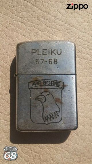 Vintage Zippo Petrol Lighter Vietnam War Pleiku 67 - 68