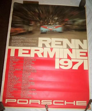Vintage Poster Renn Termine 1971 Porsche - - 30 " X 40 "