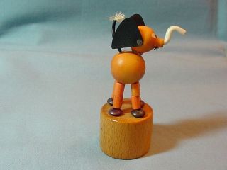 Vintage Wooden Elephant Push Puppet Thumb Toy - Italy