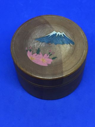 Vintage Japanese Handcarved Mt Fuji Flower Wooden Coaster Set 3 Coasters 847 - C3
