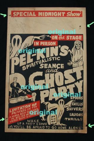 Rare Vintage Ghost Party Seance Stock Poster 14x22 Pel - Kin 