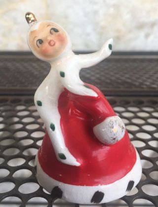 Vintage Holt Howard Pixie Elf Sprite Hat Ceramic Christmas Bell Decoration 50s