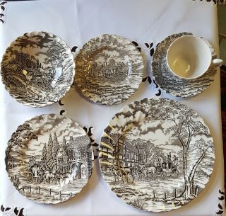 Vintage Royal Mail Fine Staffordshire Ironstone Dinner Set Of 12 Made In England