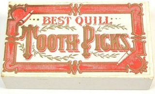 Best Quill Tooth Picks Vintage Box Only Rare Display Item Cardboard Toothpick
