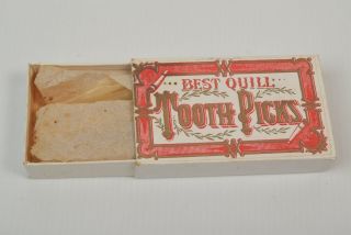 Best Quill Tooth Picks Vintage BOX ONLY Rare Display Item Cardboard Toothpick 2
