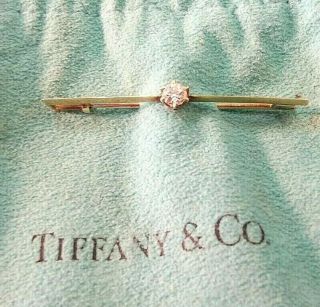 Vintage Tiffany Bar Pin Diamond 18 K Gold Classic Brooch