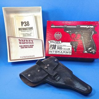 Vintage Walthers P38 9mm Parabellum Box Instructions & Riese Holster 1961 Berlin