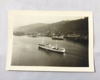 Vintage Snapshot Of " The Washington Dc " Freighter Taken From St Johns Bridge,  Or