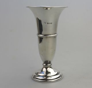 Antique / Vintage Solid Silver A Good Sized Trumpet Vase C.  1974