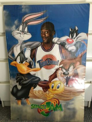 Vtg 1996 Wb Space Jam Michael Jordan Looney Tunes Poster - 3098