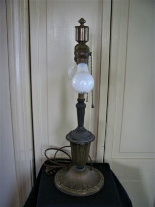 ANTIQUE SIGNED MILLER DOUBLE SOCKET TABLE LAMP BASE 1159 EM & CO 2