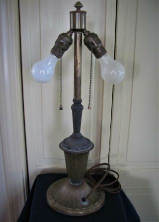 ANTIQUE SIGNED MILLER DOUBLE SOCKET TABLE LAMP BASE 1159 EM & CO 3