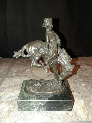 Vintage Frederic Remington Bronze Outlaw Statue Marble Base