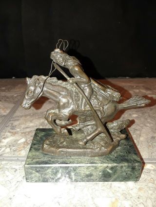 Vintage Frederic Remington Bronze Cheyenne Statue Marble Base