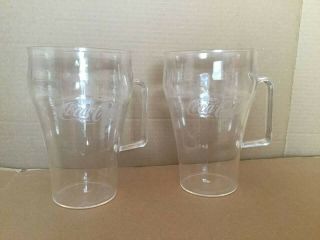 Set Of 2 Vintage Large Coca - Cola Plastic Tumbler Cups Mug 32oz