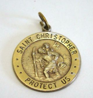 Vintage Sterling Silver St.  Christopher Pendant Charm - No Chain